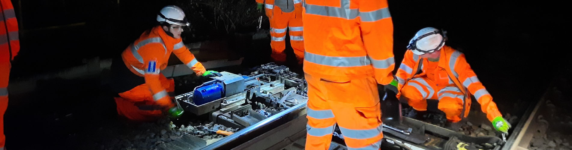 Network Rail workers working at night