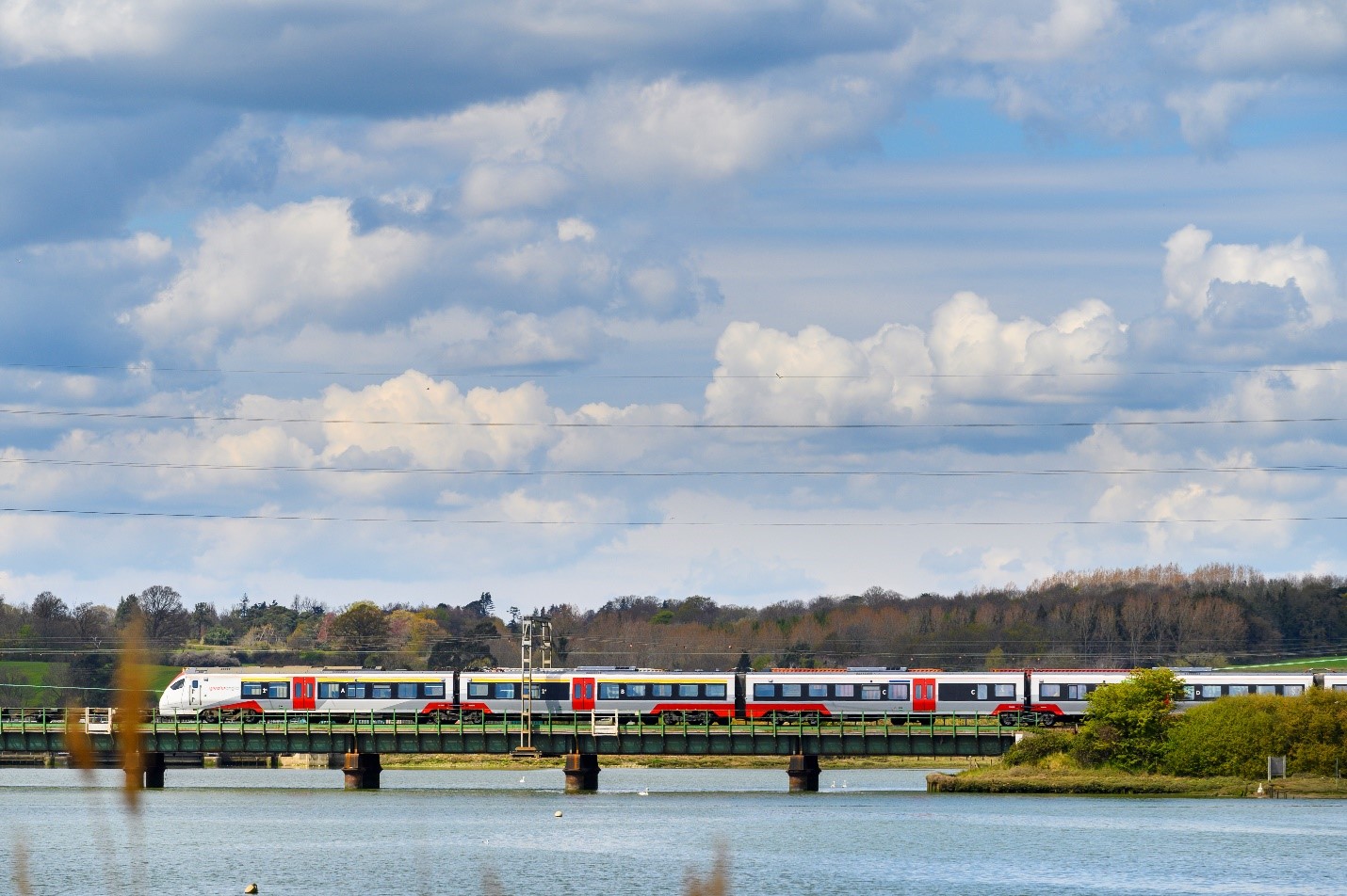 A train crossing a river.