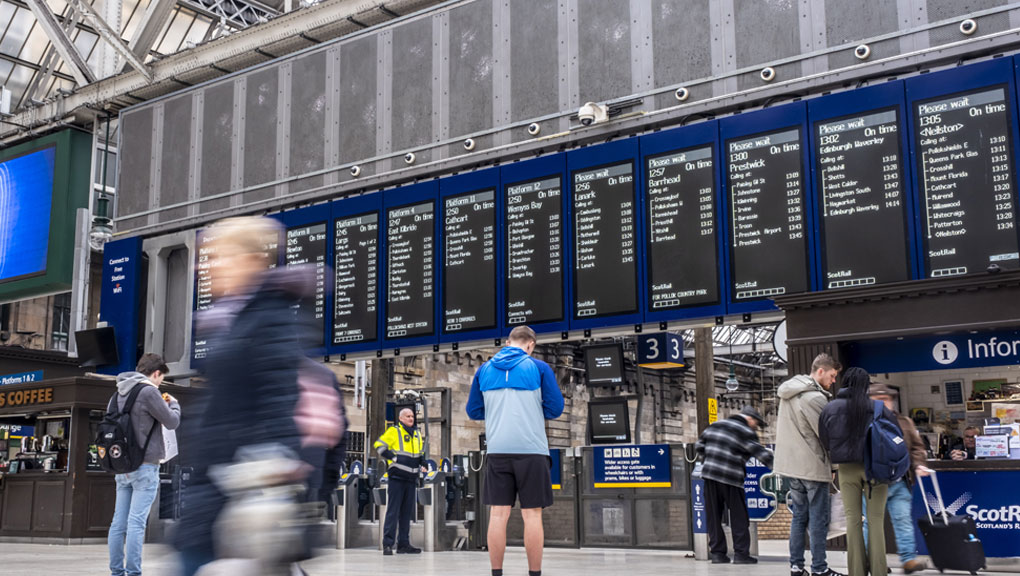 Passengers in a railway station