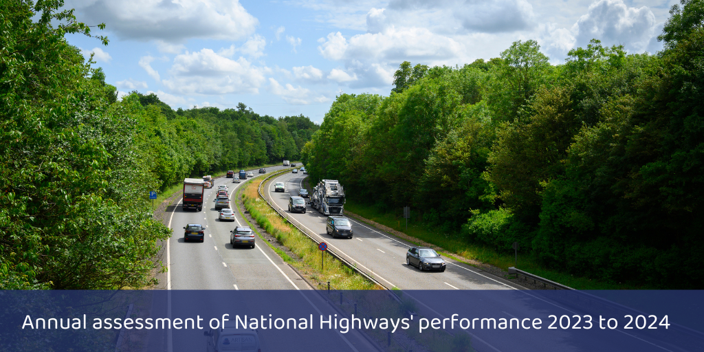 Annual Assessment of National Highways 2023 to 2024, image of a motorway in sunshine