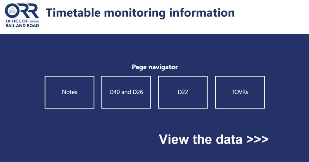 Timetable monitoring information dashboard screen.