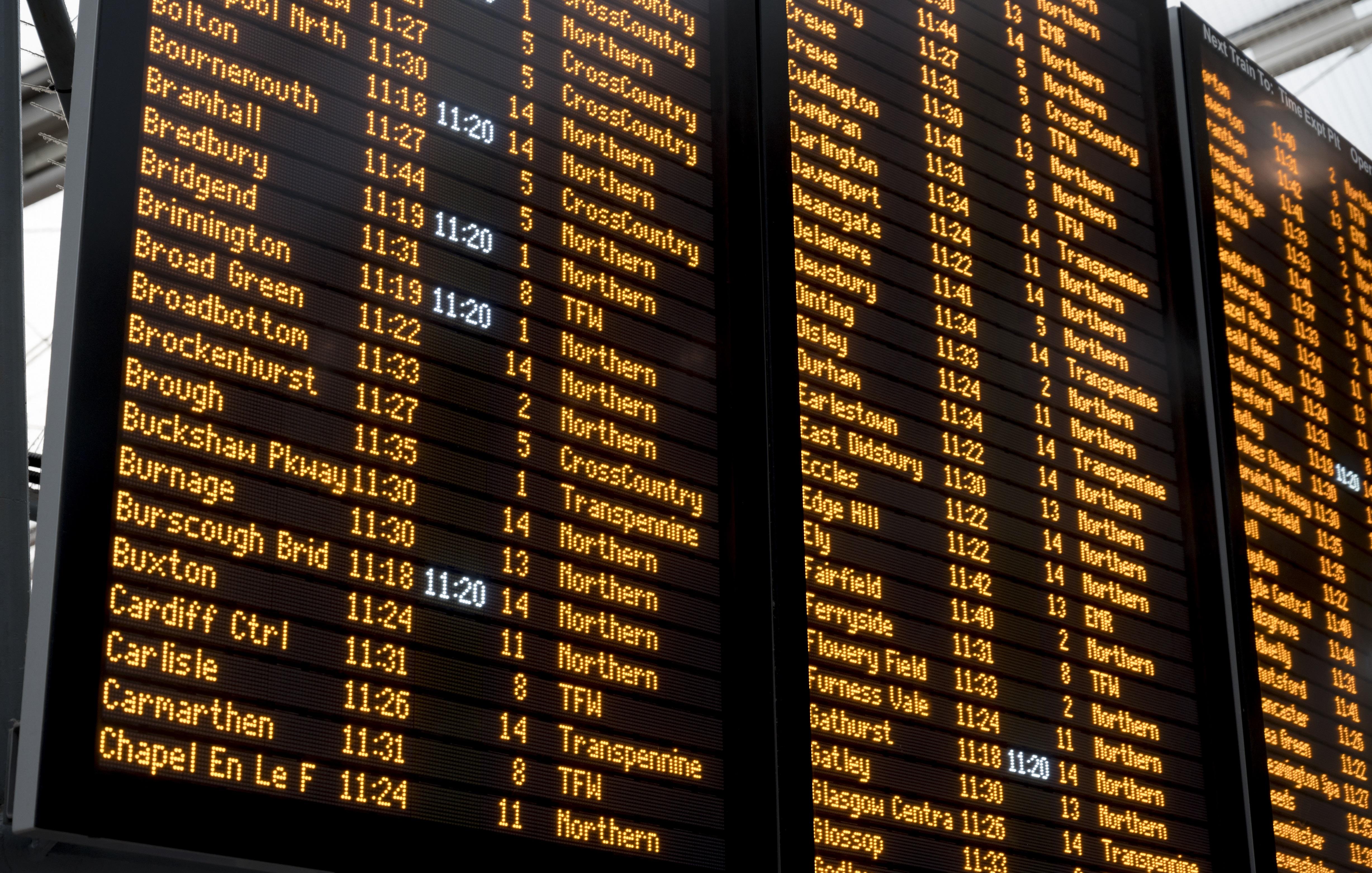 An image of Manchester Piccadilly Station's departure board