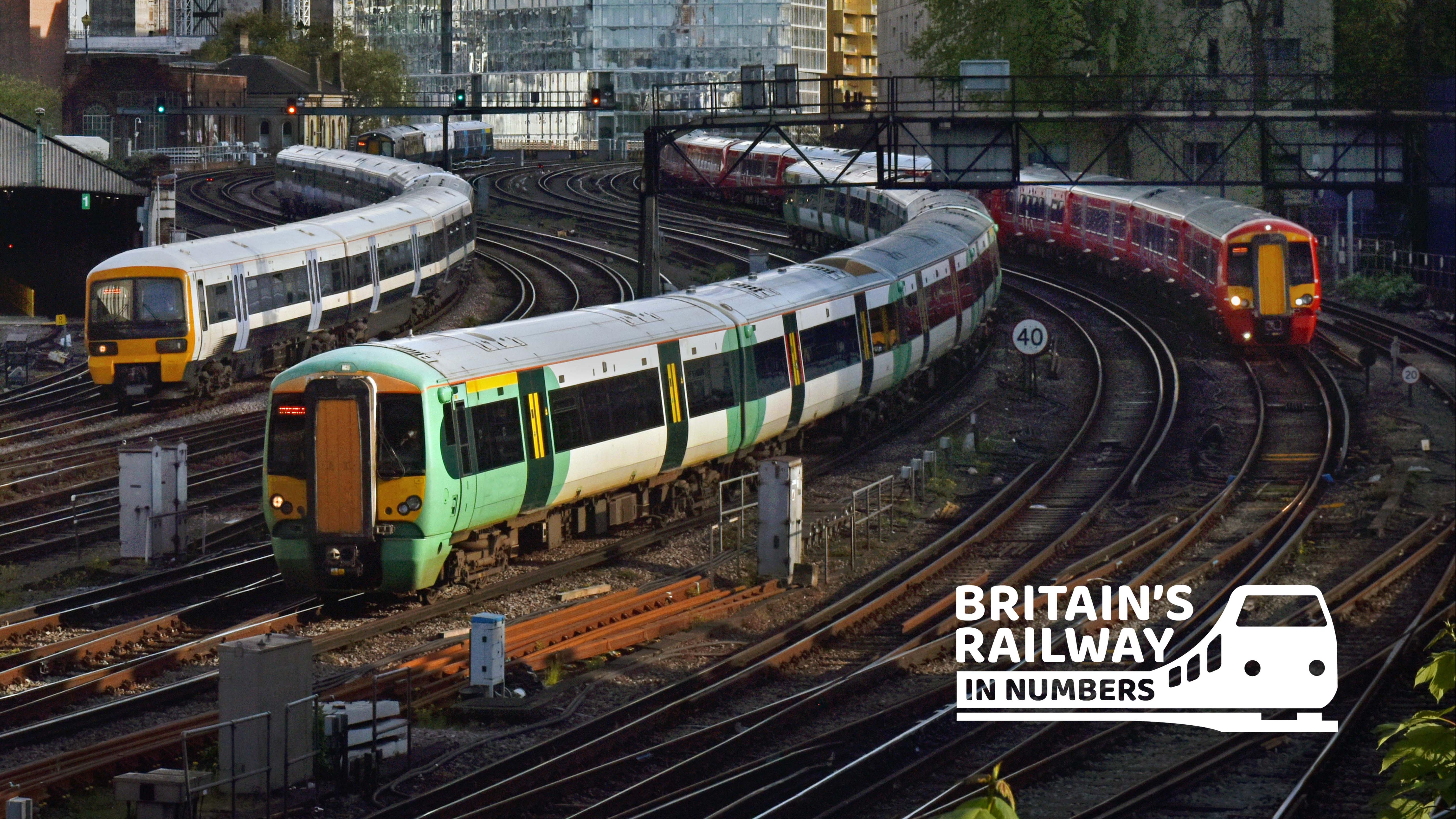 Trains approaching Victoria station in London