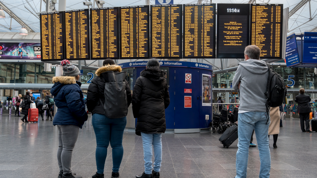 Passengers at a railway station