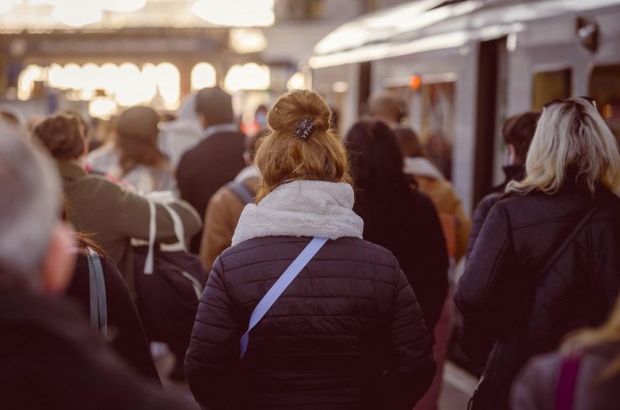 Passengers at busy station