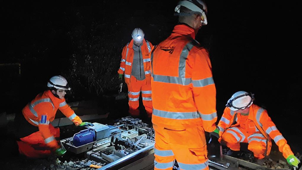 Network Rail workers working at night