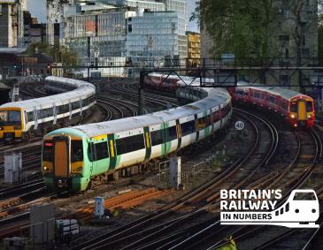 Trains approaching Victoria station in London