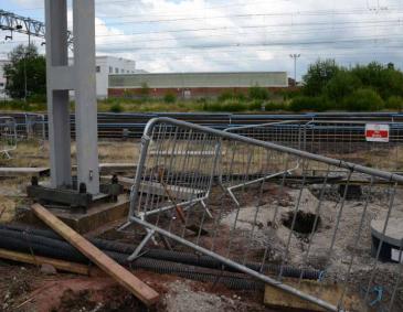 Excavation work outside Stafford railway station