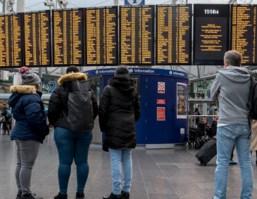 Passengers at a railway station